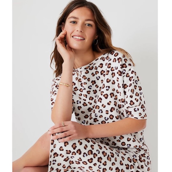 NWT Ann Taylor Sweater Tee Leopard Print Boatneck - Picture 10 of 10